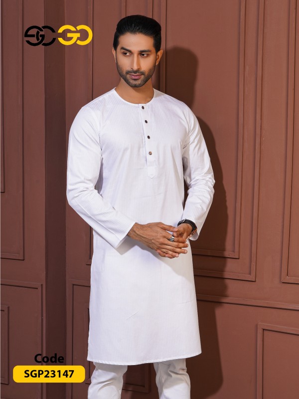 Stylist Slub Stripe Print Cotton Panjabi Collection