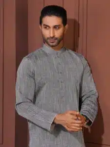 rami slub 100 cotton grey color punjabi