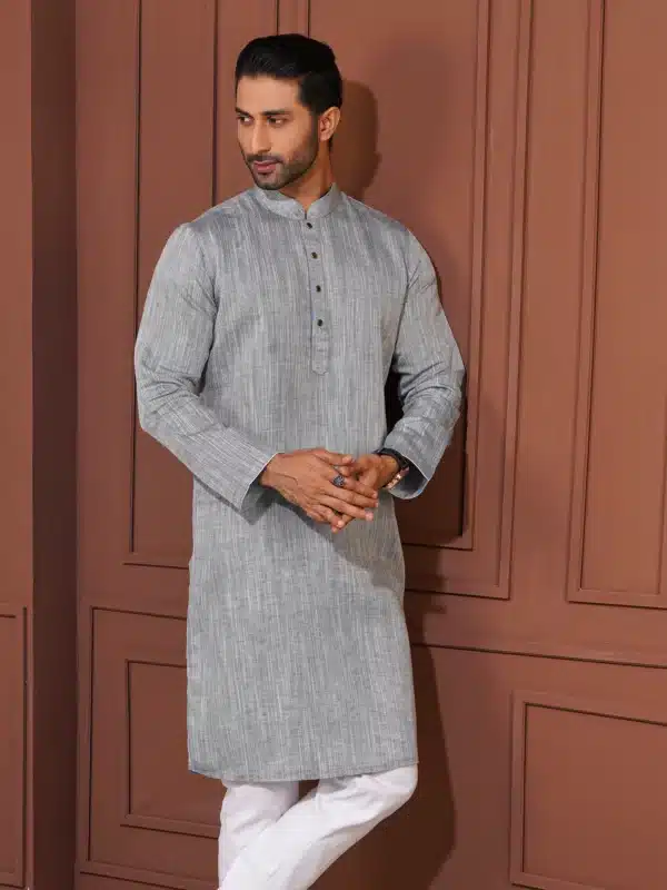 rami slub 100% cotton light grey color punjabi