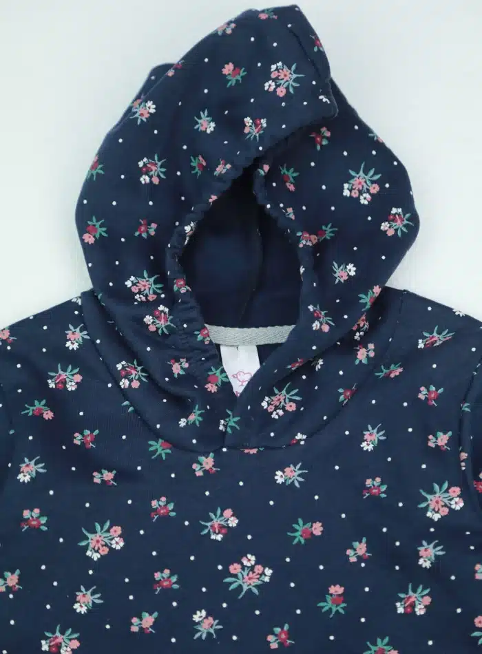 girls hoodie export quality navy blue flower print