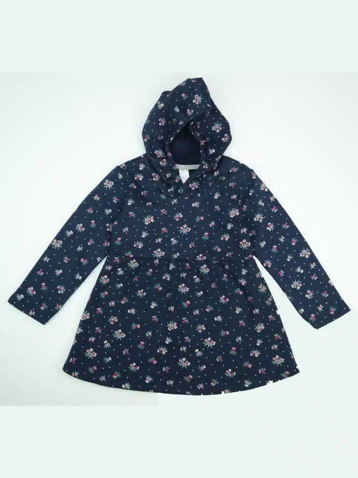 girls hoodie export quality navy blue flower print