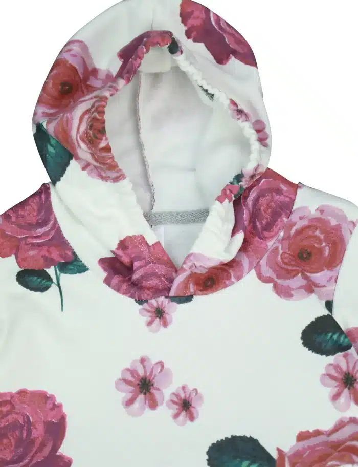 girls hoodie export quality off white rose print