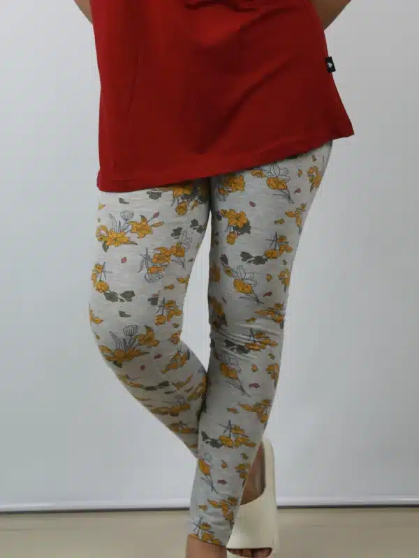 leggings flower print grey color