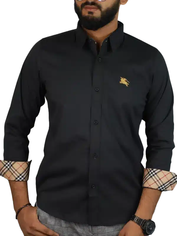 men regular fit casual shirt black color