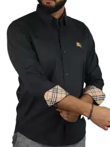 men regular fit casual shirt black color