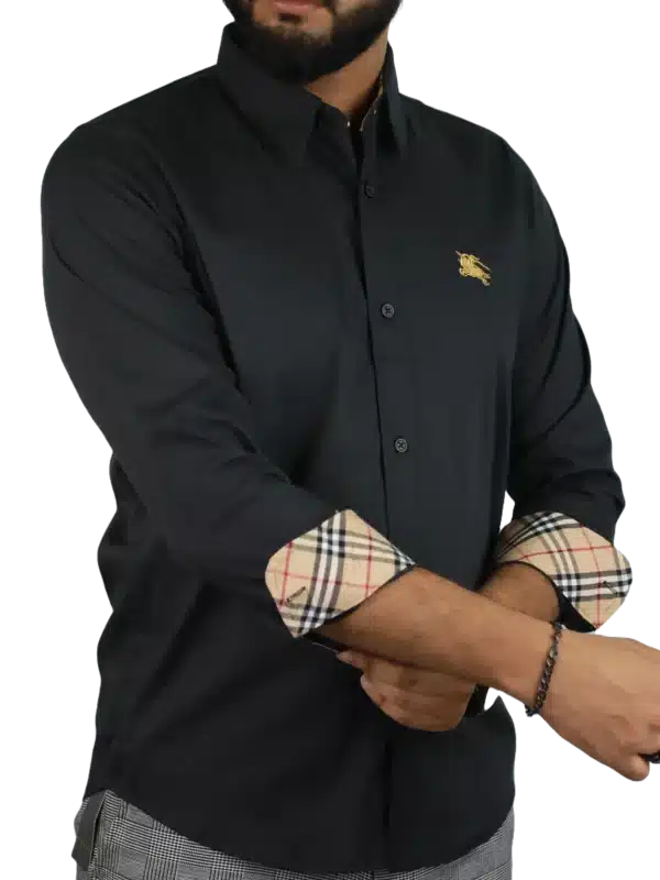 men regular fit casual shirt black color