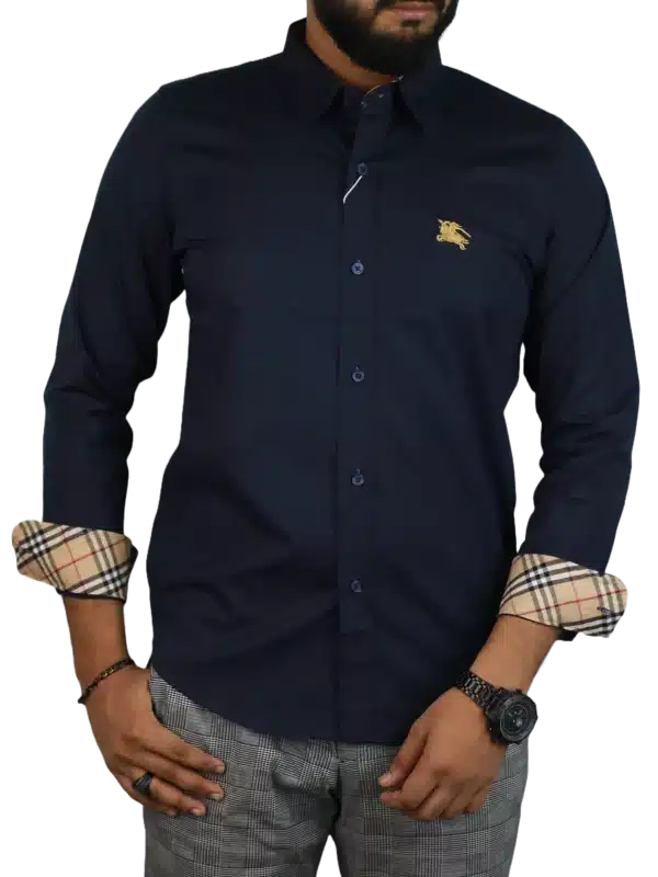 men regular fit casual shirt deep navy color