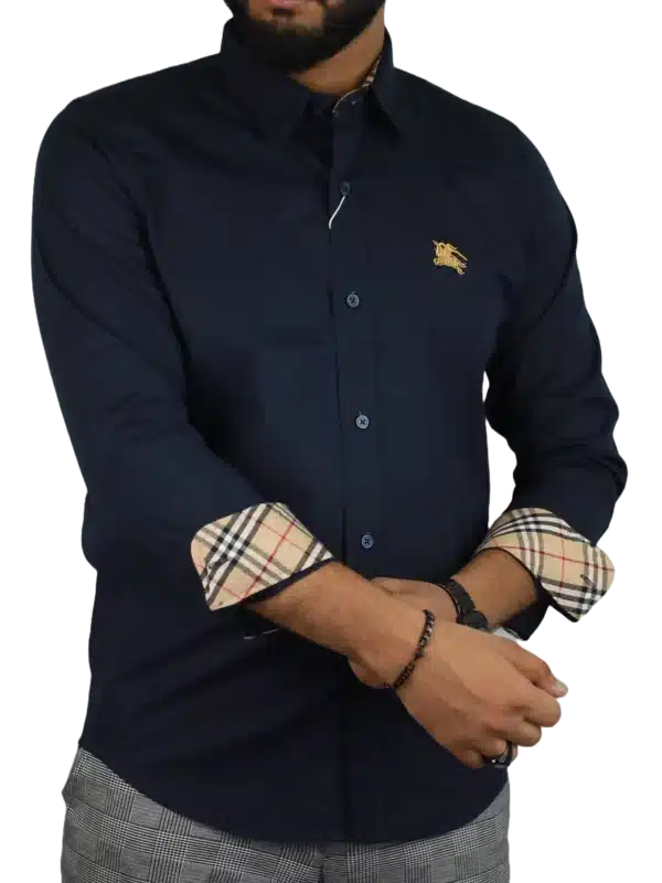 men regular fit casual shirt deep navy color