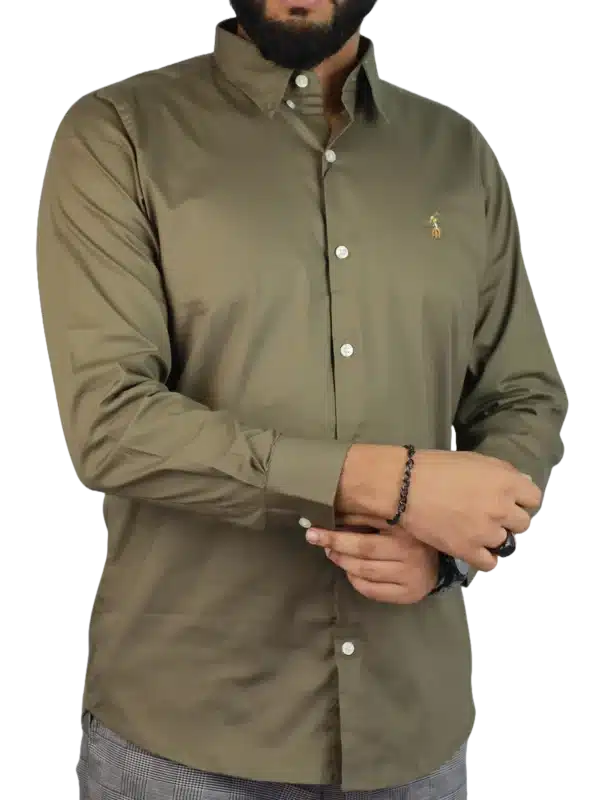 men regular fit casual shirt olive color