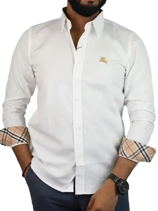 men regular fit casual shirt white color
