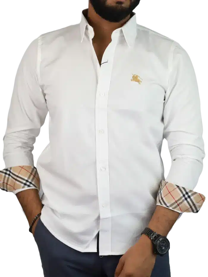 men regular fit casual shirt white color