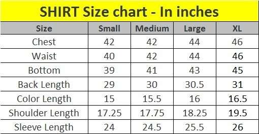 mens casual shirt size