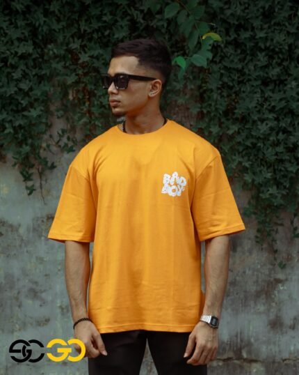 Drop Shoulder T-shirt for Men's Premium Quality (Orange Color)
