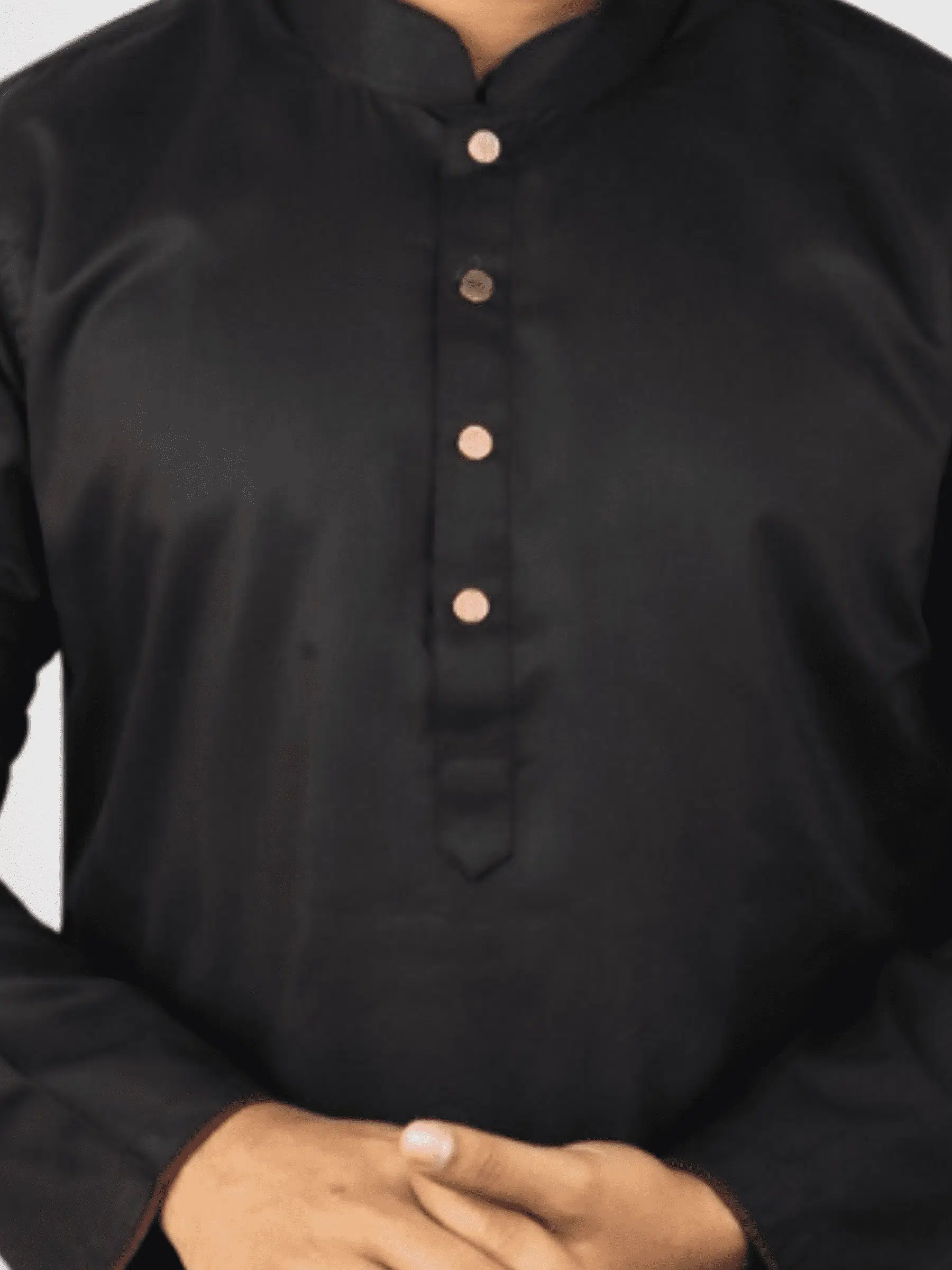 Premium Ramy Cotton Panjabi – Black - Image 2