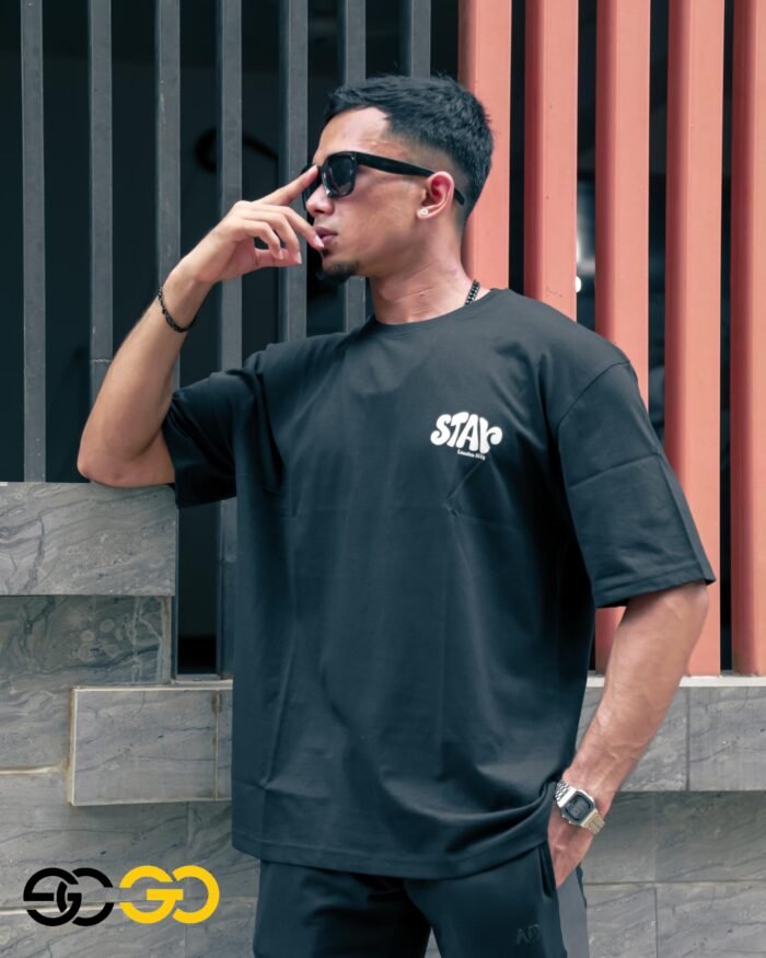 Drop Shoulder T-shirt Black for Men's